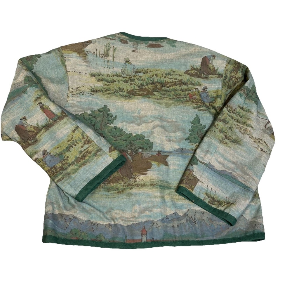 Hammerschmid German Green Scenic Wood Button Jacket Size 38/Large Women's - Picture 3 of 12